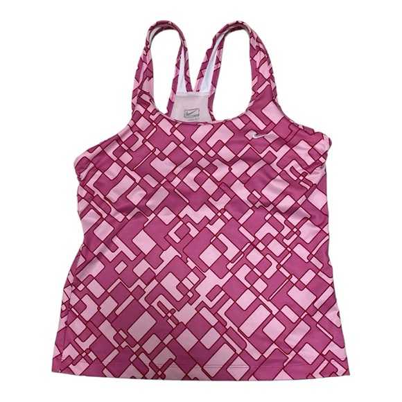 Nike Tops - Nike Performance Pink Geometric Tank With Built In Bra Women’s Size Large